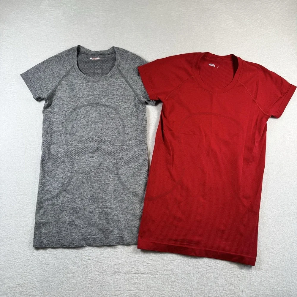 Lululemon Swiftly Tech Shirt Womens Red Gray Short Sleeve lot Of 2